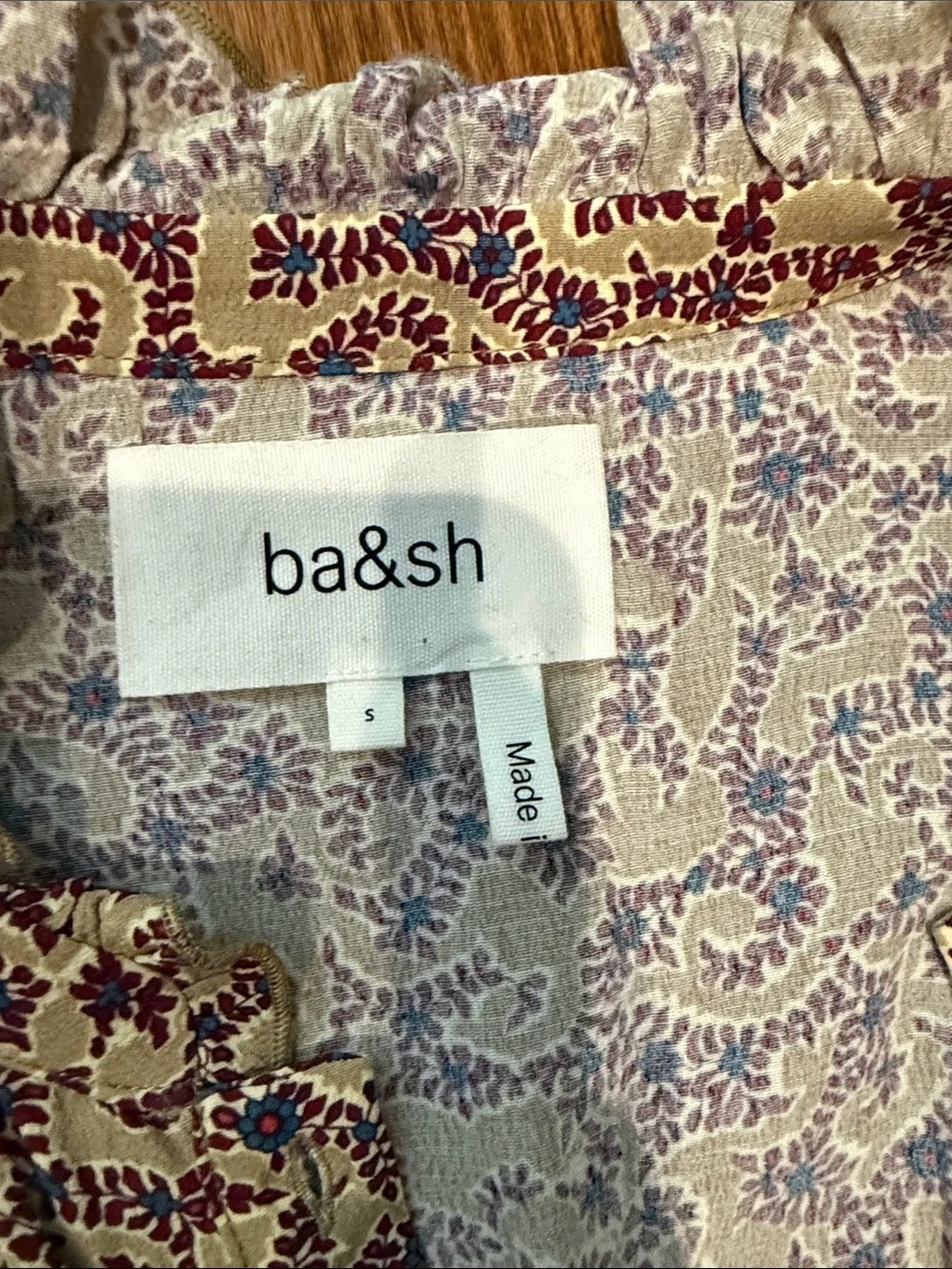 ba&sh Cream and Purple Floral Wrap Midi “Lady Dress” Sz small - Picture 2 of 7